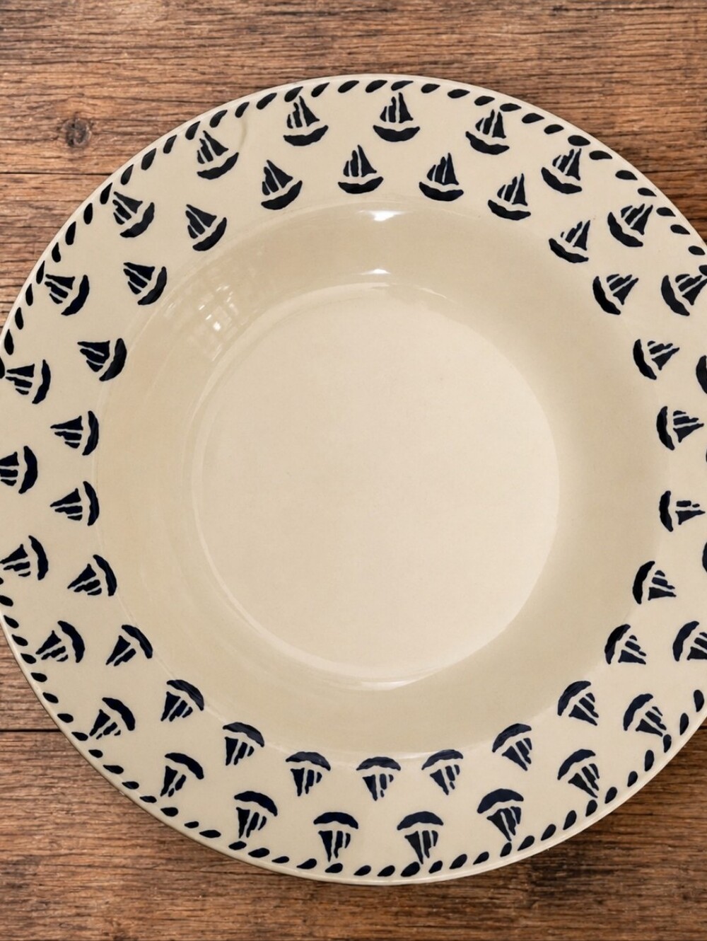 Furio White/Blue Ceramic Sailboat Nautical Bowl Made in Italy